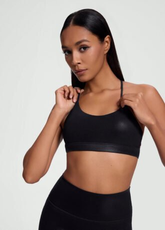 Faux Leather Crossback Top