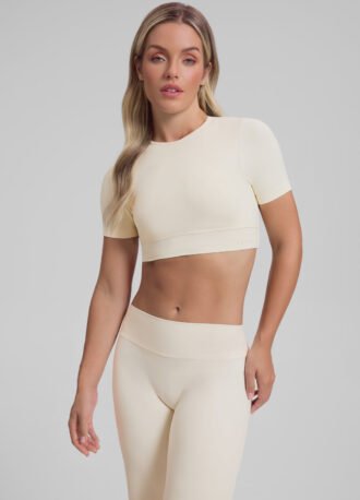 Ultrasculpt Crew Neckline Backless Removable Bra Cups Seamless Crop Top