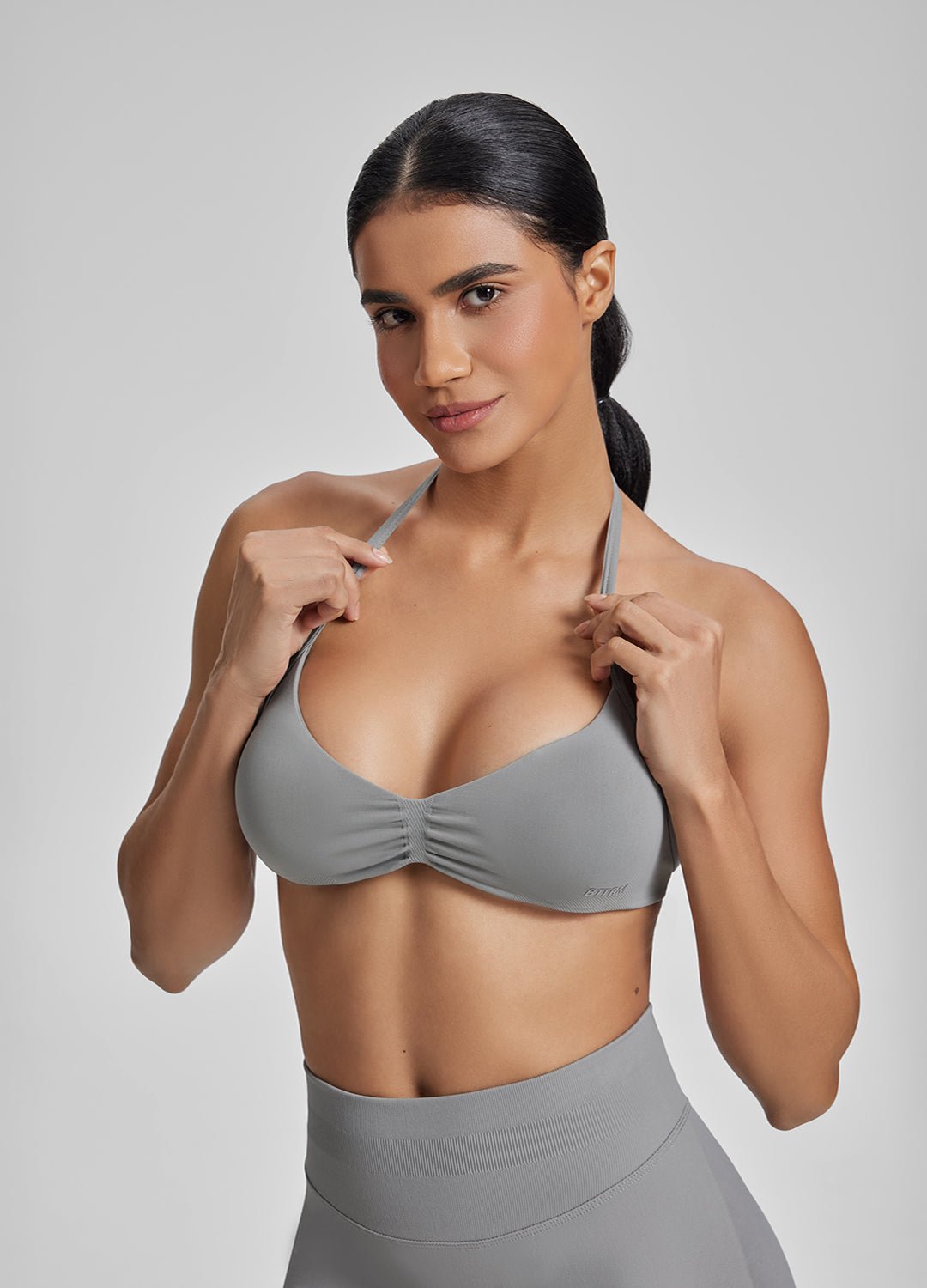 Ultrasculpt Halterneck Backless Strappy Functional Twill Knit Bra