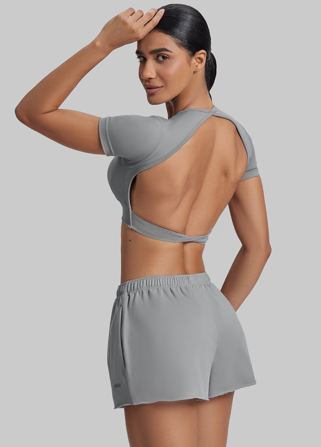 Comfy Mid-Thigh Stretchy Waist French Terry Jersey Shorts - Image 3