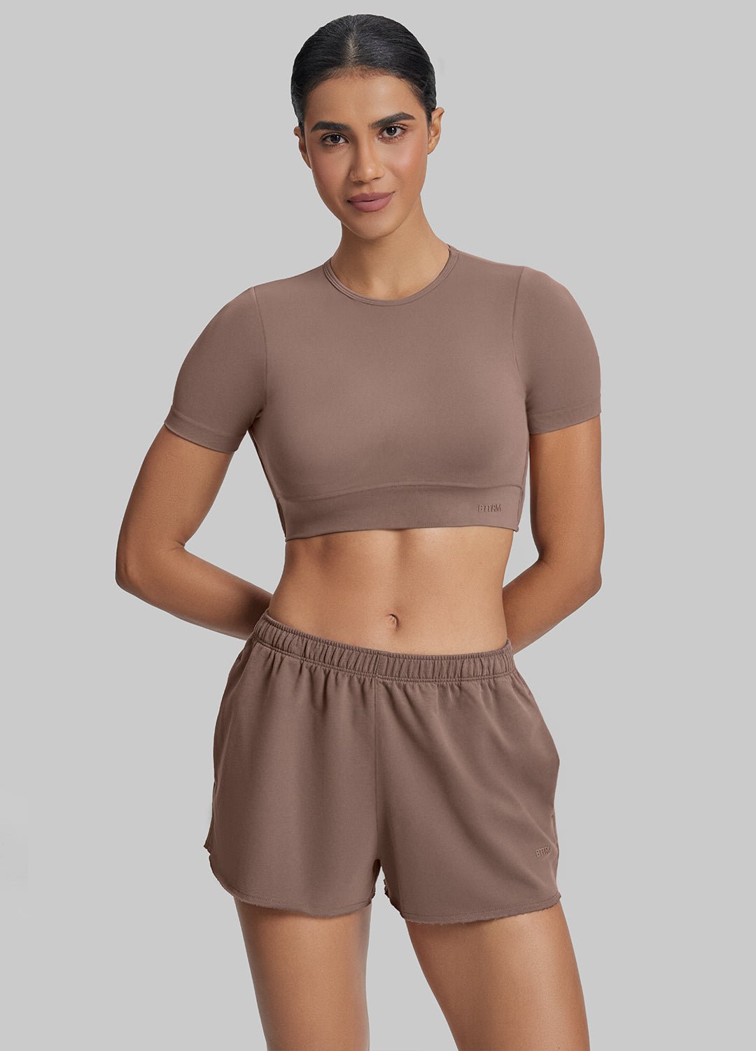 Comfy Mid-Thigh Stretchy Waist French Terry Jersey Shorts - Image 2