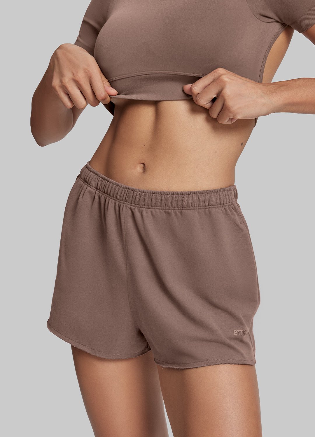 Comfy Mid-Thigh Stretchy Waist French Terry Jersey Shorts - Image 4